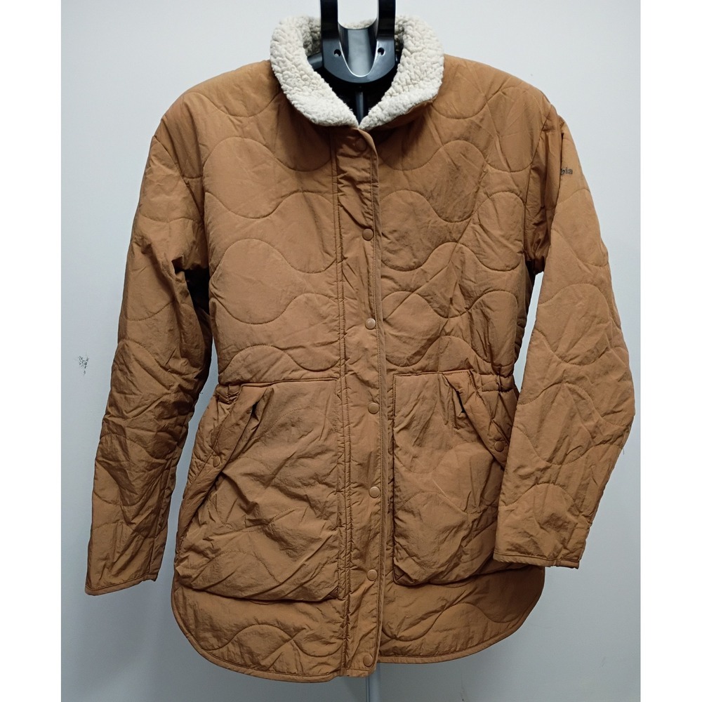 Columbia Birchwood Quilted Sherpa Lined Jacket Brown WL6046 Womens Large - Picture 3 of 10